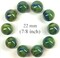 PEACOCK Green/Blue/Yellow Iridescent Glass Marbles 22mm (7/8 inch) SHOOTER Taw (Lot of 10)